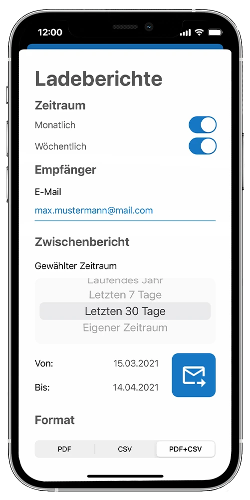 NRGkick App Automatische Ladeberichte
